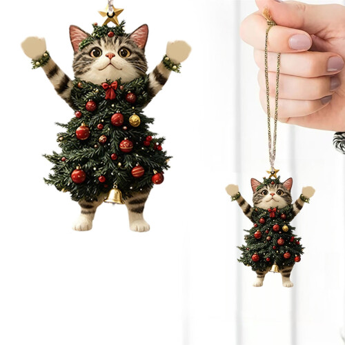Kerstkat acryl ornament (1 stuk) 1