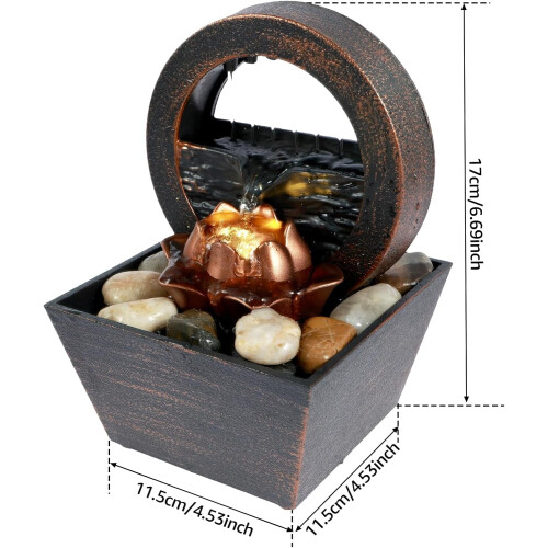 LED Tabletop Fountain with Pebbles – USB Powered, 17cm 1