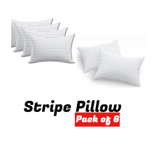 (6x) Stripe Pillows Hollowfiber Extra Filled Plump Bounce Neck Back Head Support Bed Pillows Pack of 2,4,6