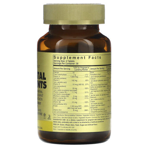 Solgar Solgar, Nutrientes Pré-Natais, 120 Comprimidos 1