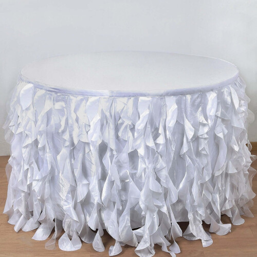 Taffeta Table Skirt 17 ft x 29 in White 1