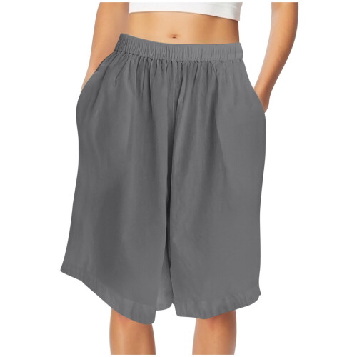 Shorts femininos lisos e folgados 1