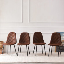 (Brown, 4) 2/4/6x Dining Chairs metal Legs Home office