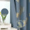 Stone Blue Blackout Curtains with Gold Palm Pattern 38x84 3