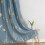 Stone Blue Blackout Curtains with Gold Palm Pattern 38x84 5