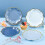 Πιάτα μιας χρήσης για πάρτι Dusty Blue Gradient 7", με χρυσή ακμή – Συμβατά με την Γιορτή 7
