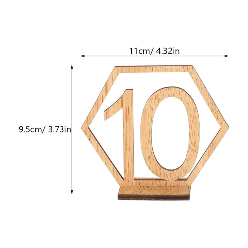 Wooden Hexagonal Table Numbers 20 pcs Beige 1