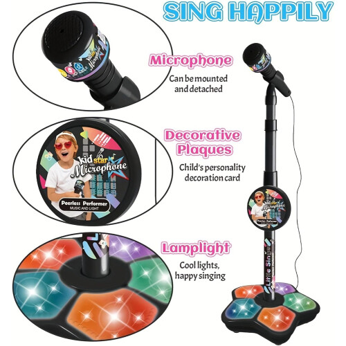 Kids' Microphone and Stand Set with Lights Echo Speaker 2
