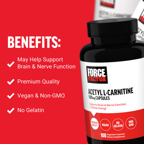 Force Factor, Acetyl L-Carnitine, 500 mg, 100 Vegetable Capsules 2