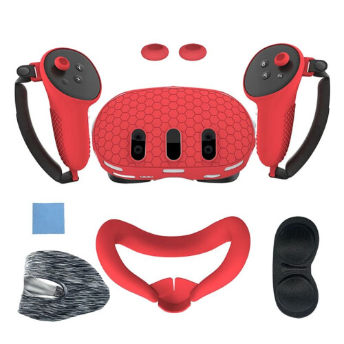 Silicone Protective Case for Meta Quest 3 VR Headset  Face Cover Eye Pad Handle Grip Button Cap VR Accessories C