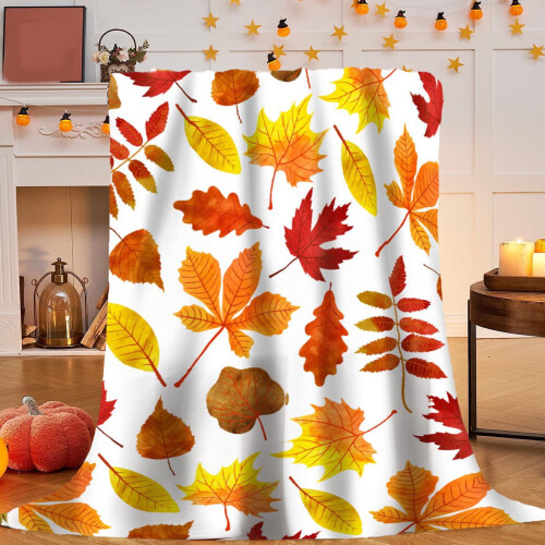 Pumpkin Fall Throw Blanket 100x70cm Orange Flannel 1