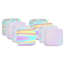 200 Peças de Filme Brilhante para Máquina de Fazer Botões Quadrados, Kit com 4 Estilos de Folhas Laminadas Holográficas Transparentes