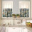 Conjunto de 3 cortinas de cozinha com estampa de floresta em aquarela, com bolso para varão, 54x18 polegadas + 27x24 polegadas, para cozinha e sala 2