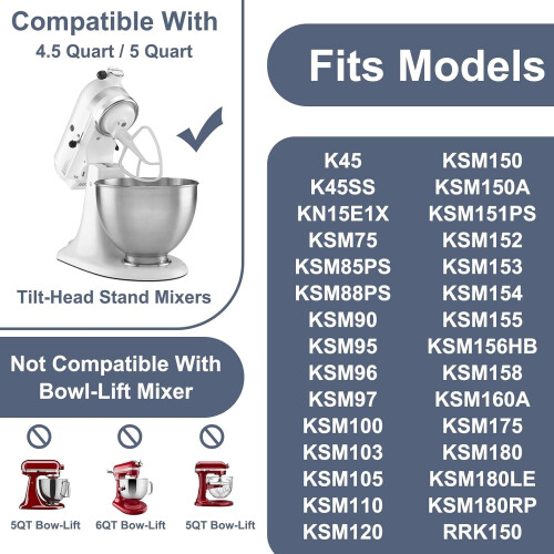 Επίπεδος αναδευτήρας με επίστρωση K45B/K45SS για αναδευτήρα 4,5QT – Συμβατό με KSM75, KSM90, 1