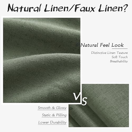 Green Linen Blend Curtains 90 in – Light Filtering & 2