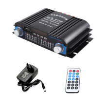 Amplifier HIFI 4-Channel Digital Audio Sound Amp FM Radio MP3 Support USB RCA Home Audio System, EU Plug