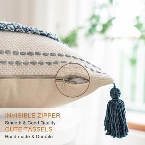 Μαξιλαροθήκες Boho 20x20 ιντσών, σετ 2 τεμαχίων, ουδέτερο σκούρο 2