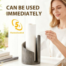 Portarrollos de Papel Higiénico de Montaña con Base Redonda de Madera y Soporte de Hierro, Soporte para Organizar Rollos de Cocina C