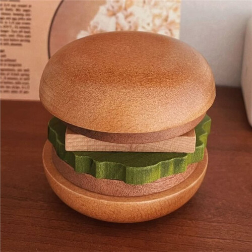 Retro  Fun Hamburg Insulation Solid Wooden Coasters Home Multi-Functional Layered Building Blocks Ornaments 1