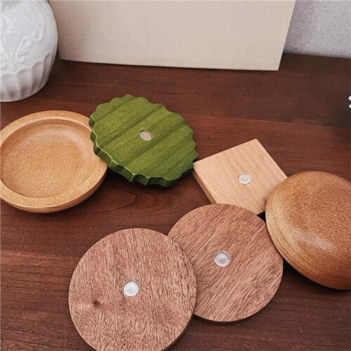 Retro  Fun Hamburg Insulation Solid Wooden Coasters Home Multi-Functional Layered Building Blocks Ornaments 2