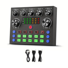 V8S Audiomixer mit Stimmenverzerrer, Podcast-Mixer, Soundkarte für Telefon-Gaming, Karaoke-Studio, Live-Streaming, Podcast