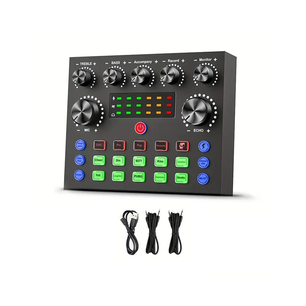 V8s Audio Mixer With Voice Changer,Podcast Mixer,Sound Card For Phone Gaming Karaoke Studio Live Streaming Podcast 6031146849363