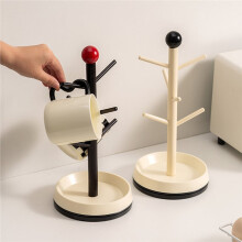 Epeiushome Rotatable Nordic Solid Wood Cup Holder Tea Cup Water Cup Hanger Household Storage Rack Key Rack A