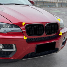Car Front Kidney Grill Air Intake Grille Front Hood Grill Daul Vertical Grille for X5 E70 X6 E71 2006-2013