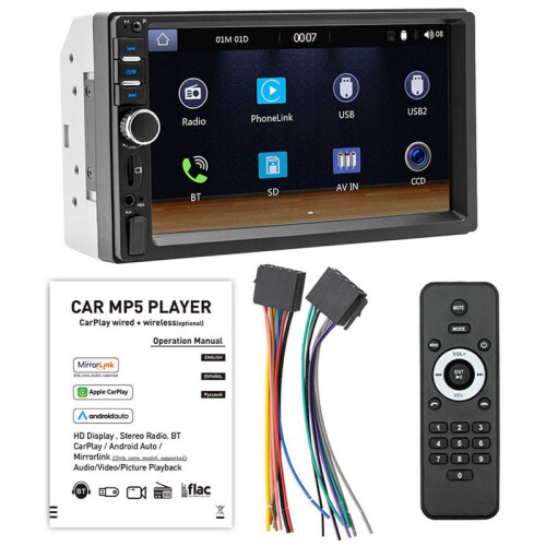 Rádio Do Carro 7 Polegadas HD Touch Screen Autoradio CarPlay Android Auto  Estéreo Multimídia Player FM Power Aux Input