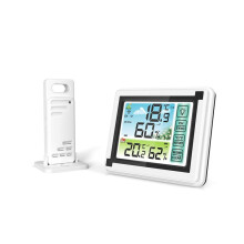 Touch Screen Weather Station with Wireless Sensor, Alarm Clock, Thermometer, Hygrometer, Sunrise and Sunset Times