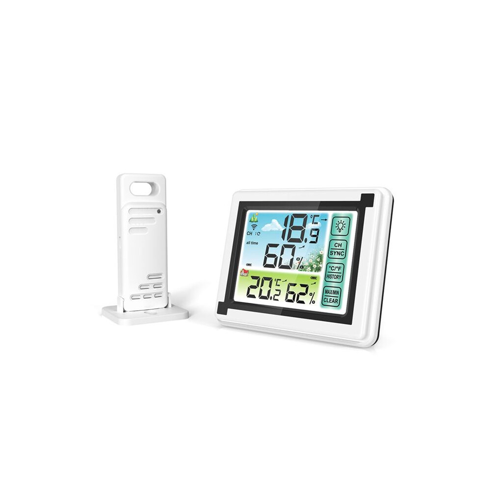 Touch Screen Weather Station With Wireless Sensor, Alarm Clock, Thermometer, Hygrometer, Sunrise And Sunset Times 6132829000993