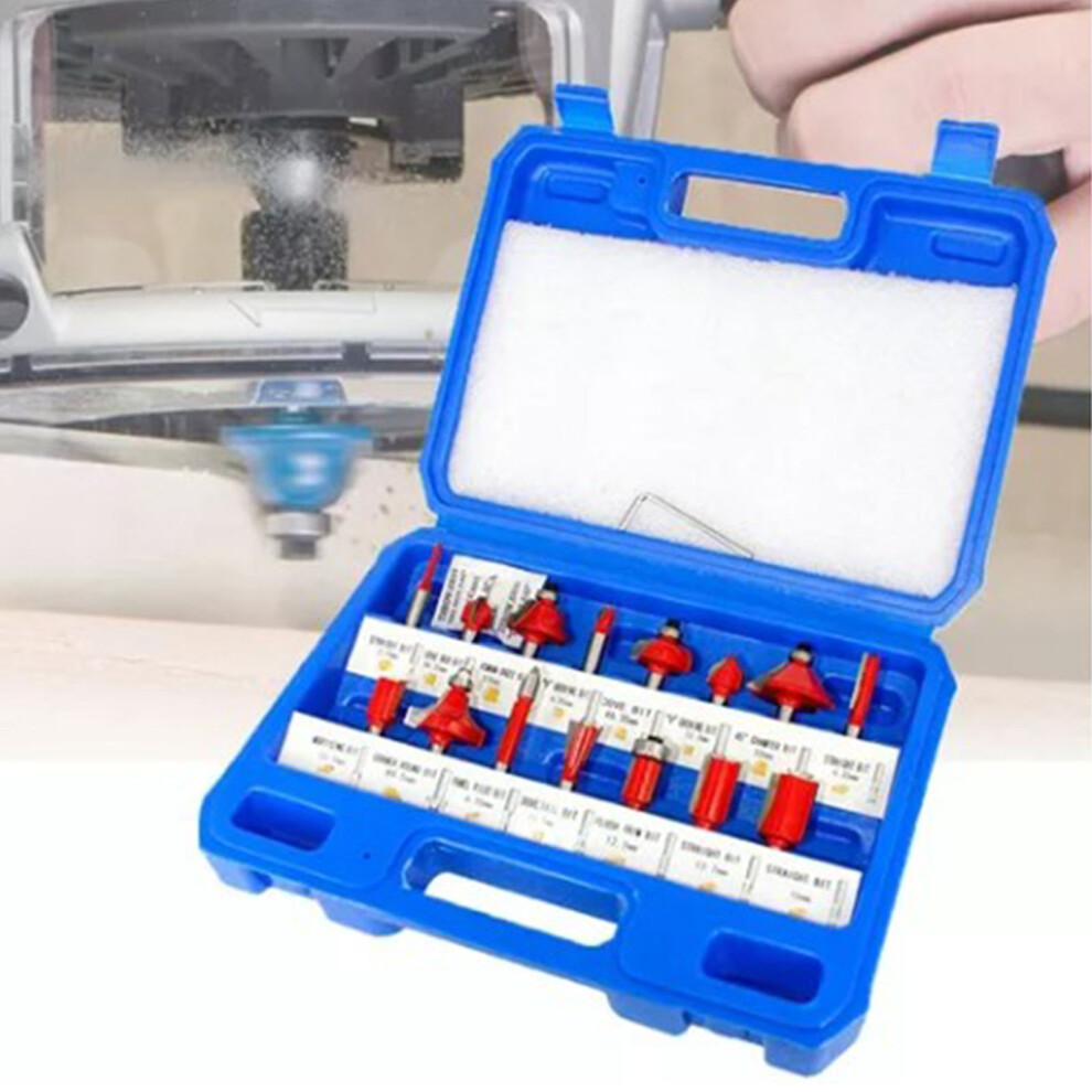 15pc Carbide Router Bit Set 1/4in Shank