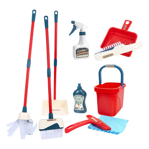 3Sets Children's Play Cleaning Set Lightweight Plastic Broom Mop Kit 1