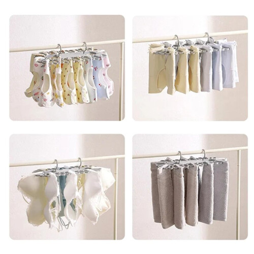 2pcs Durable Socks Drying Rack Space Saving Multifunctional Clothes Hanger with 32 Clips Stable Underwear Hanging Clip 1