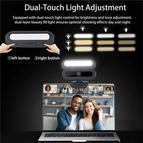 Webcam 4K 60 FPS avec Autofocus USB, Microphone Rotatif, Éclairage D'Appoint et Streaming pour PC et Ordinateur Portable 2