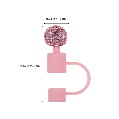 4Pcs Silicone Straw Caps for Coffee Cups with Rhinestone Decor 1