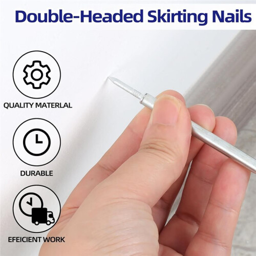 300PCS Double-Headed Skirting Nails - Solid Wood Baseboard Fasteners with Sleeve Tool 2