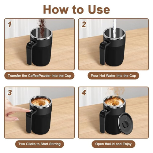 Automatic Stirring Coffee Cup with Temperature Display 13.5oz Self-Stirring Mug with Lid for Coffee,Milk Other Beverages 1
