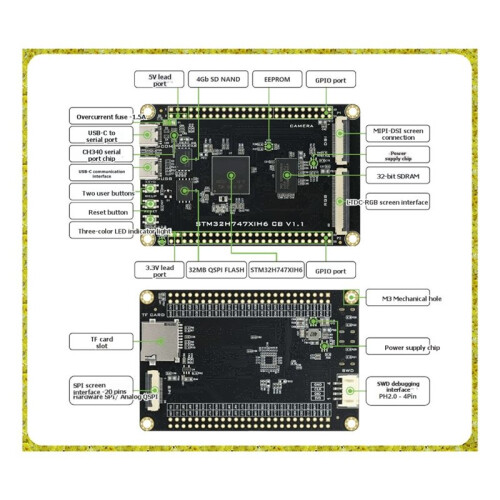 STM32H747XIH6 Development Board, Core Board, System Board, M7+M4 Dual-Core Heterogeneous MIPI 2