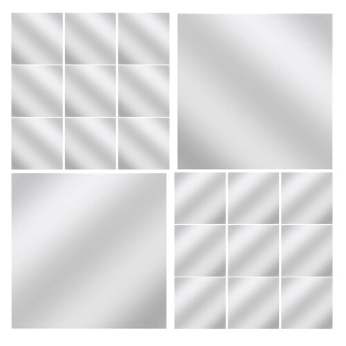 40Pcs Tiny Silver Acrylic Mirror Tiles Self-Adhesive for Wall Crafts 1