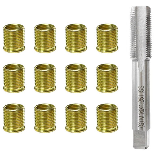 13 PCS  Thread Repair Kit, M14x1.25 Inserts and M16x1.25 Tap  Rethreading Set Thread Repair Tool Kit 2