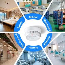 Smoke Alarm Detector with Photoelectric Technology with LED Indicator and Test Button for Living Room Bedroom Kitchen