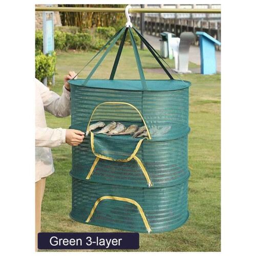 70x50cmFoldable Drying Fishing Vegetable Fish Net Hanging Drying Rack Net 3Layer Clothing Drying Storage Rack Drying Net 1