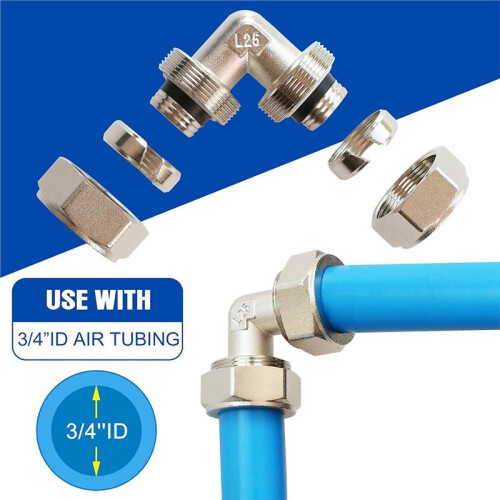 2 PCS 3/4" Brass-Nickel Plated Equal Elbow Fittings for Compressed Air  Systems 1
