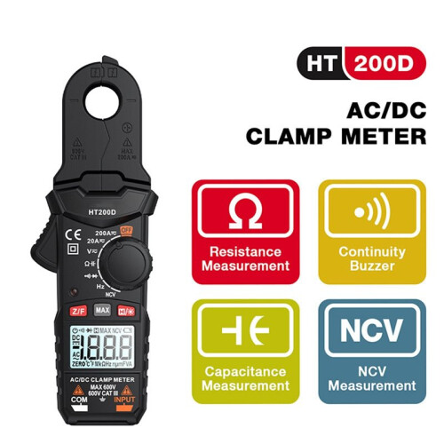 HT200D Clamp Meter /AC Current Voltage Digital Clamp Meter Measure the Frequency of Resistance Capacitance NCV Test 1