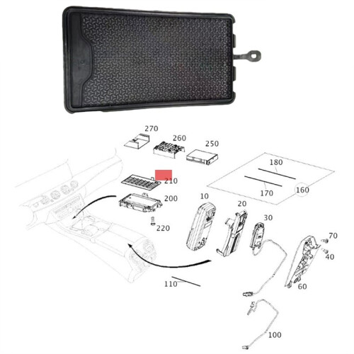 A2138231500 Car Dashboard Storage Box Wireless Charging Rubber Mat for   CLS E 2019-2023 2