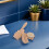 3Pièces Ensemble Brosse Khaki Bois & Laine Douce Bain 6