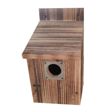 Bird Houses for Outside with Metal Guard for Bluebird Wren Swallow Finch, Carbonized Wooden Nesting Boxes
