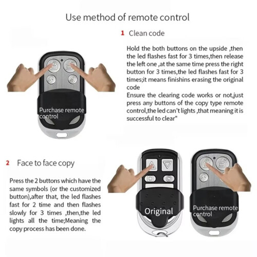 433MHz Push Button Remote Control Transmitter 4 Buttons Garage Door Opener Remote for Gate Barrier Car Entry System 2