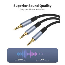 3.5mm to Double 3.5mm Audio Splitter, TRS Jack Headphones Adapter Cable for Smartphone, Computer, Speakers